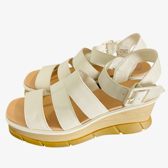 Sorel Joanie lll Platform Wedge Sandals 90s Neutral Off White Leather Chunky - Picture 7 of 17